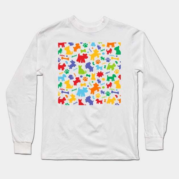 Dog Pattern Rainbow Big Long Sleeve T-Shirt by XOOXOO